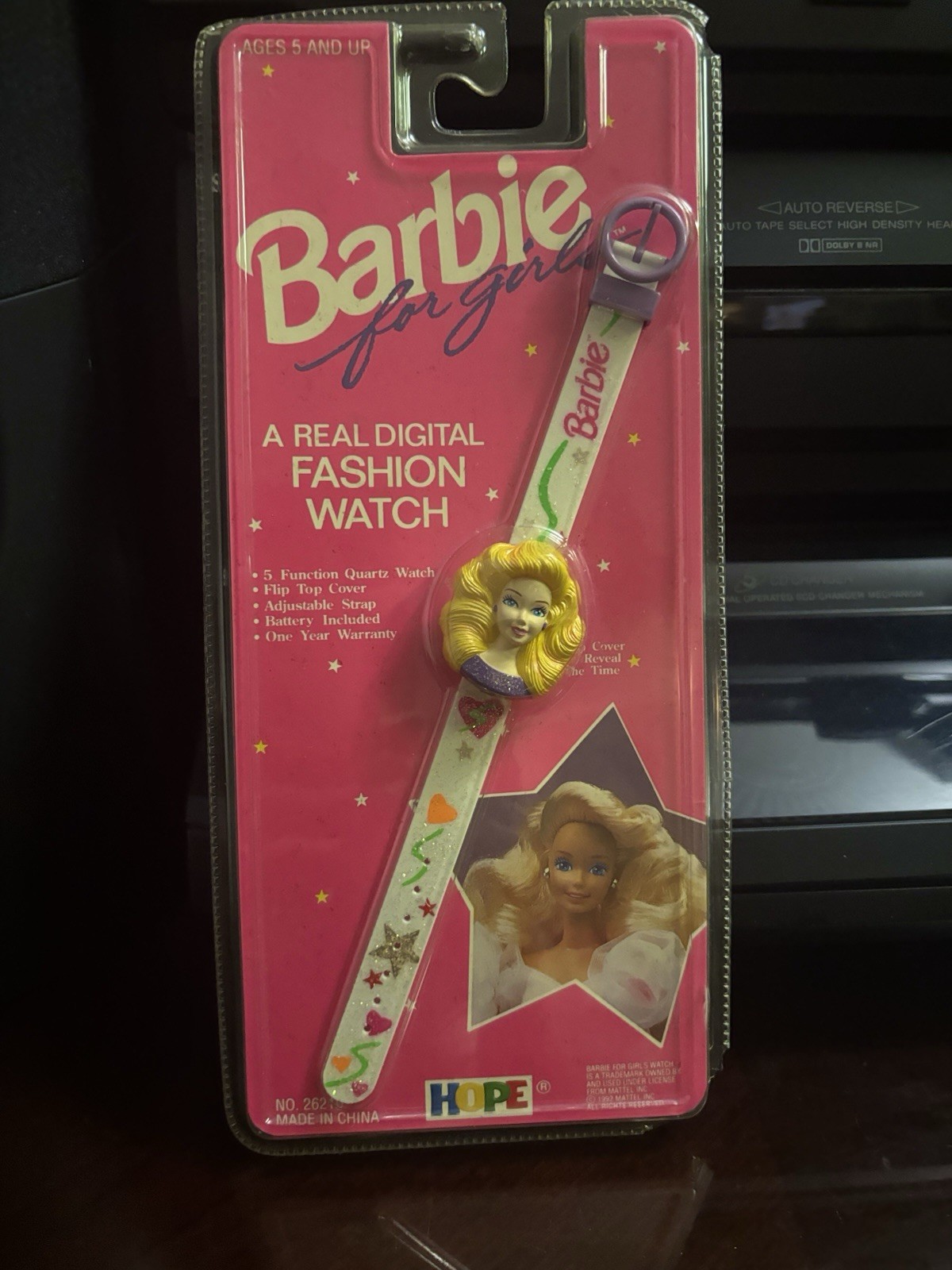 Barbie Girls Digital Quartz Wristwatch Purple Plastic Case White Band Box