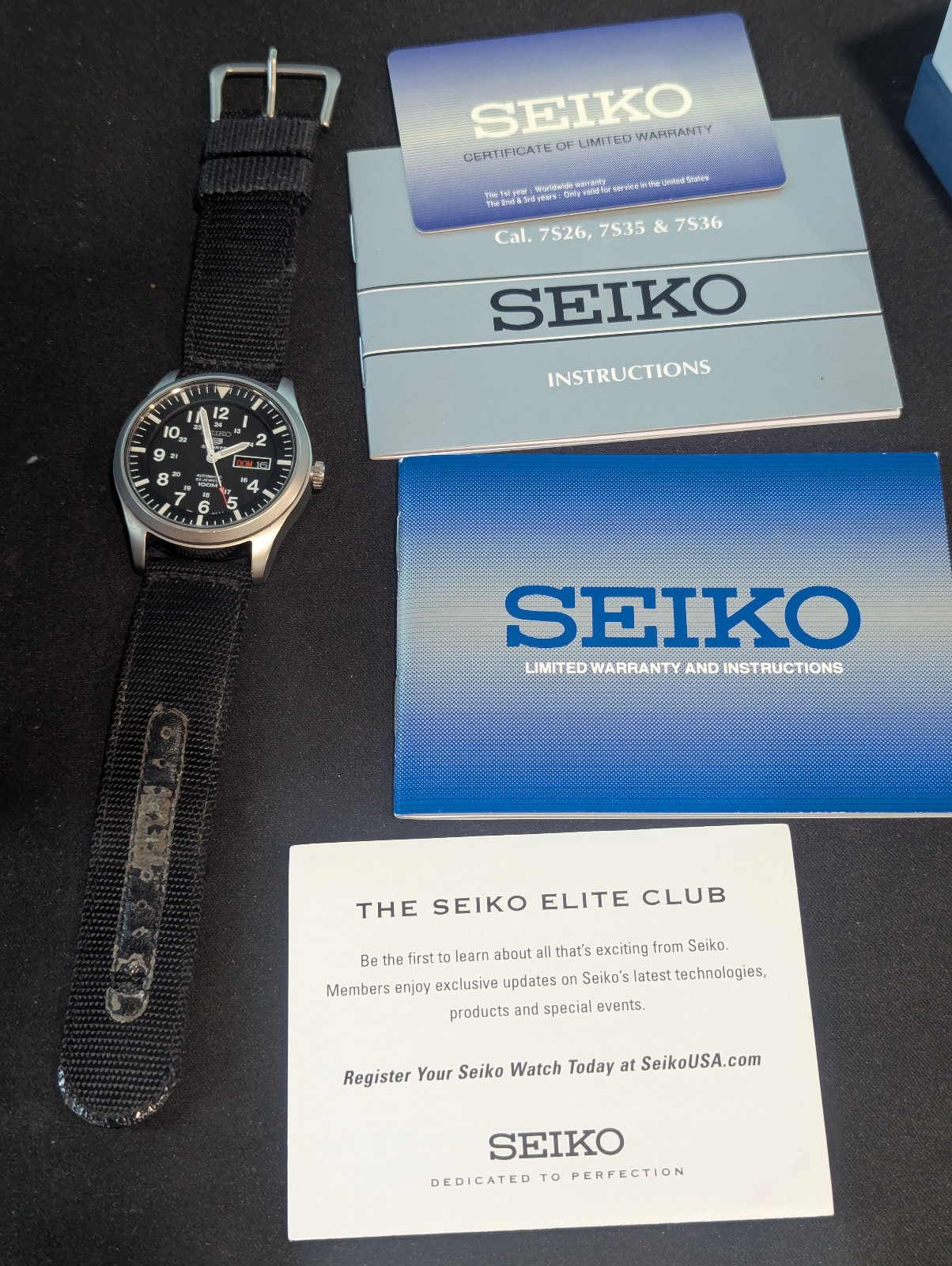 Seiko 5 SNZG15 Military Men’s Matte Black Pilot Automatic Watch 7S36-03J0 *BOX*