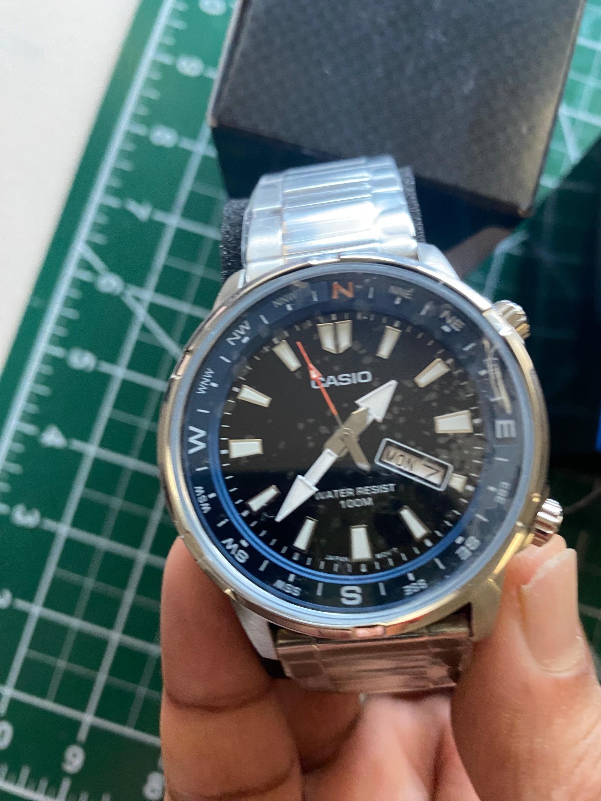 CASIO MTD-130D-1A2V Black Dial Blue Bezel Casual Quartz