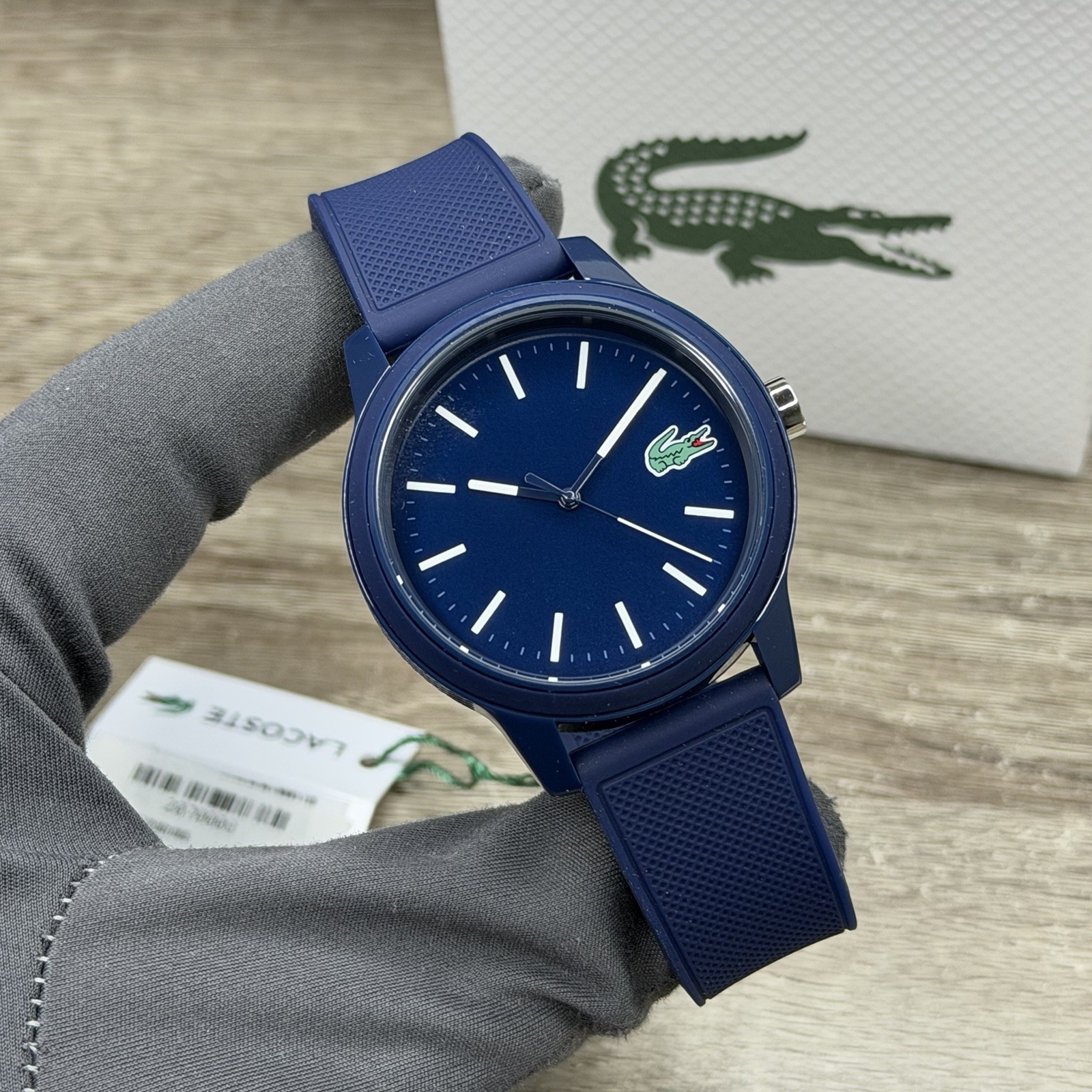 NEW✅ Lacoste 12.12 Sports Blue Silicone Strap Men Watch 42mm 2070008