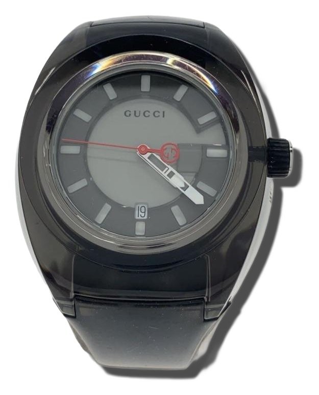 GUCCI Rubber Watch Grey Grey 137.1 Authentic Men H:2.24” W:1.89” 9170