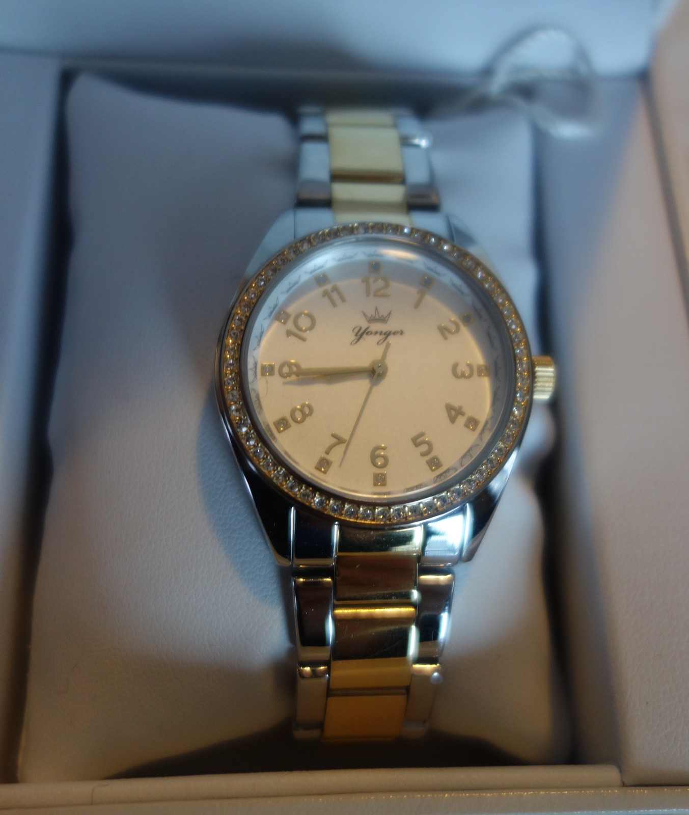 Yonger and Bresson Women’s Stainless Steel Crystal Quartz Watch NEW