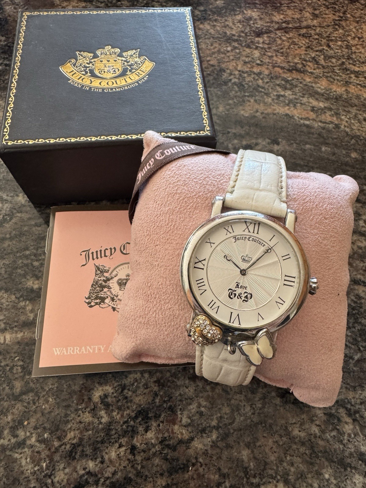 Juicy Couture Charm Roman White Leather Watch JC.36.3.14.0160