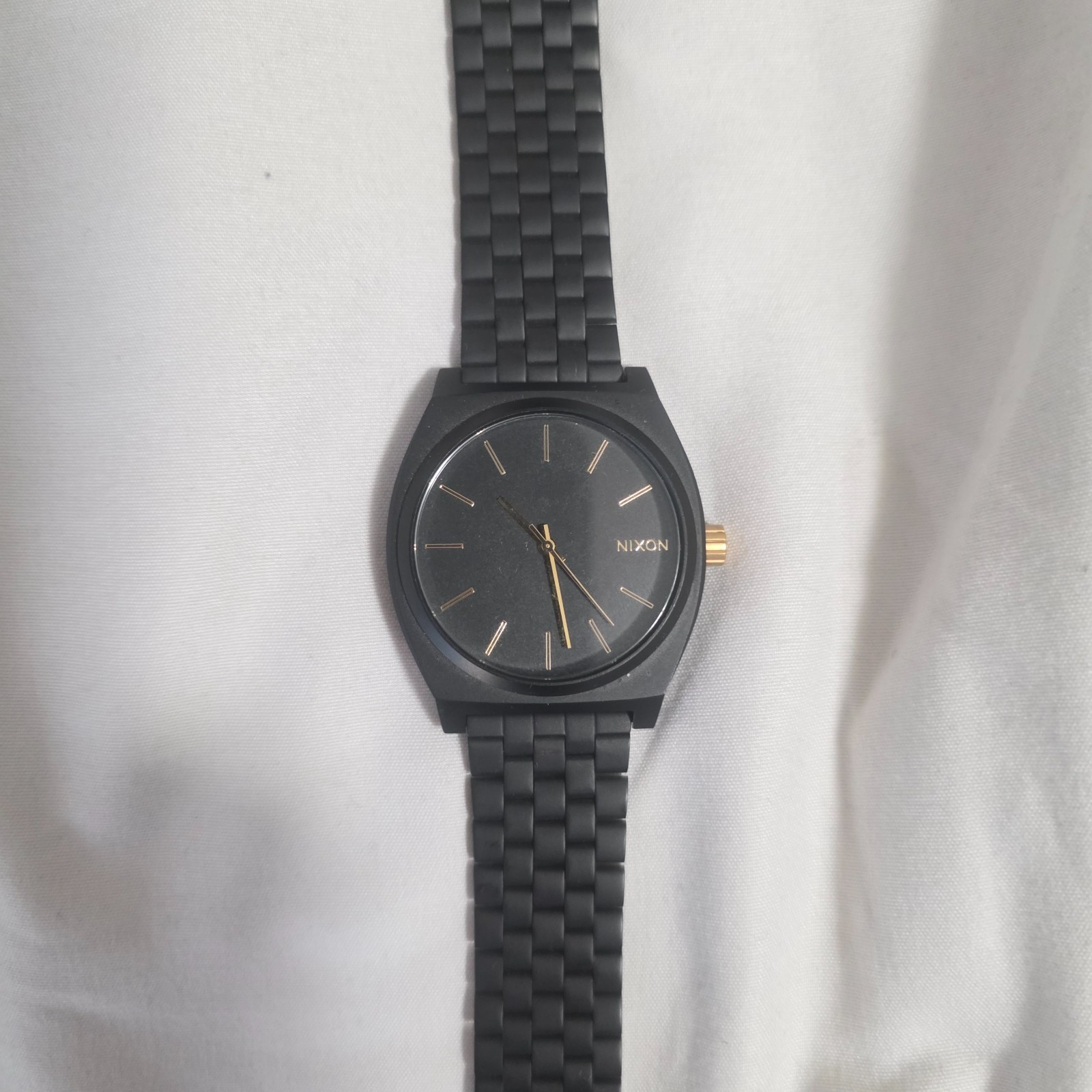 Nixon The Time Teller Unisex 37mm Black w/ Gold Accent Minimal Quartz Watch