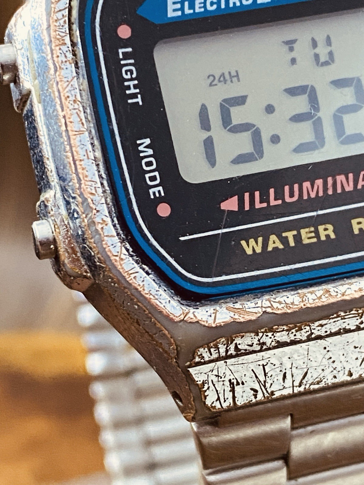 Casio A168 Illuminator Digital Watch Silver Electro Luminescence #8491