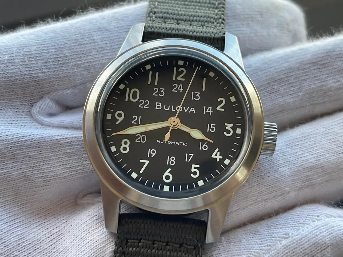 Bulova VWI Special Edition Black Dial Nylon Strap Hack Automatic Watch 96A259