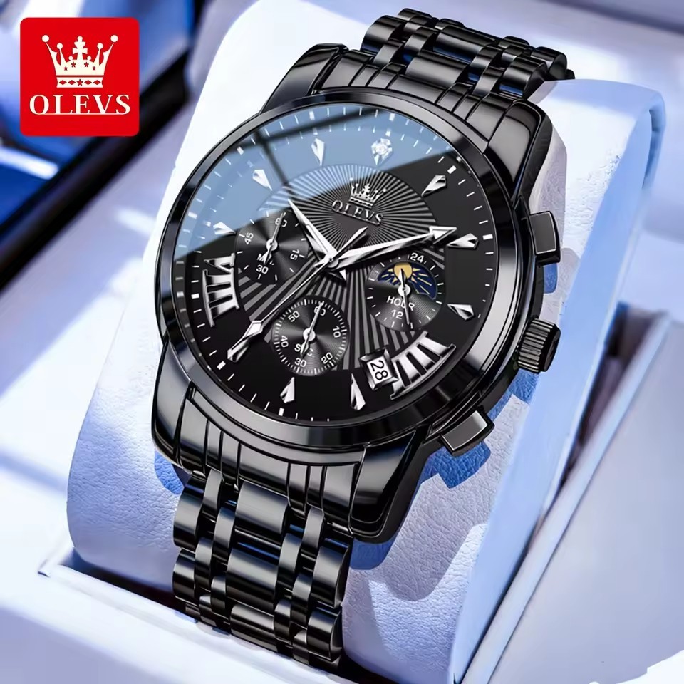 OLEVS 2892 Original Moon Phase Luminous Waterproof Quartz Watch For Men