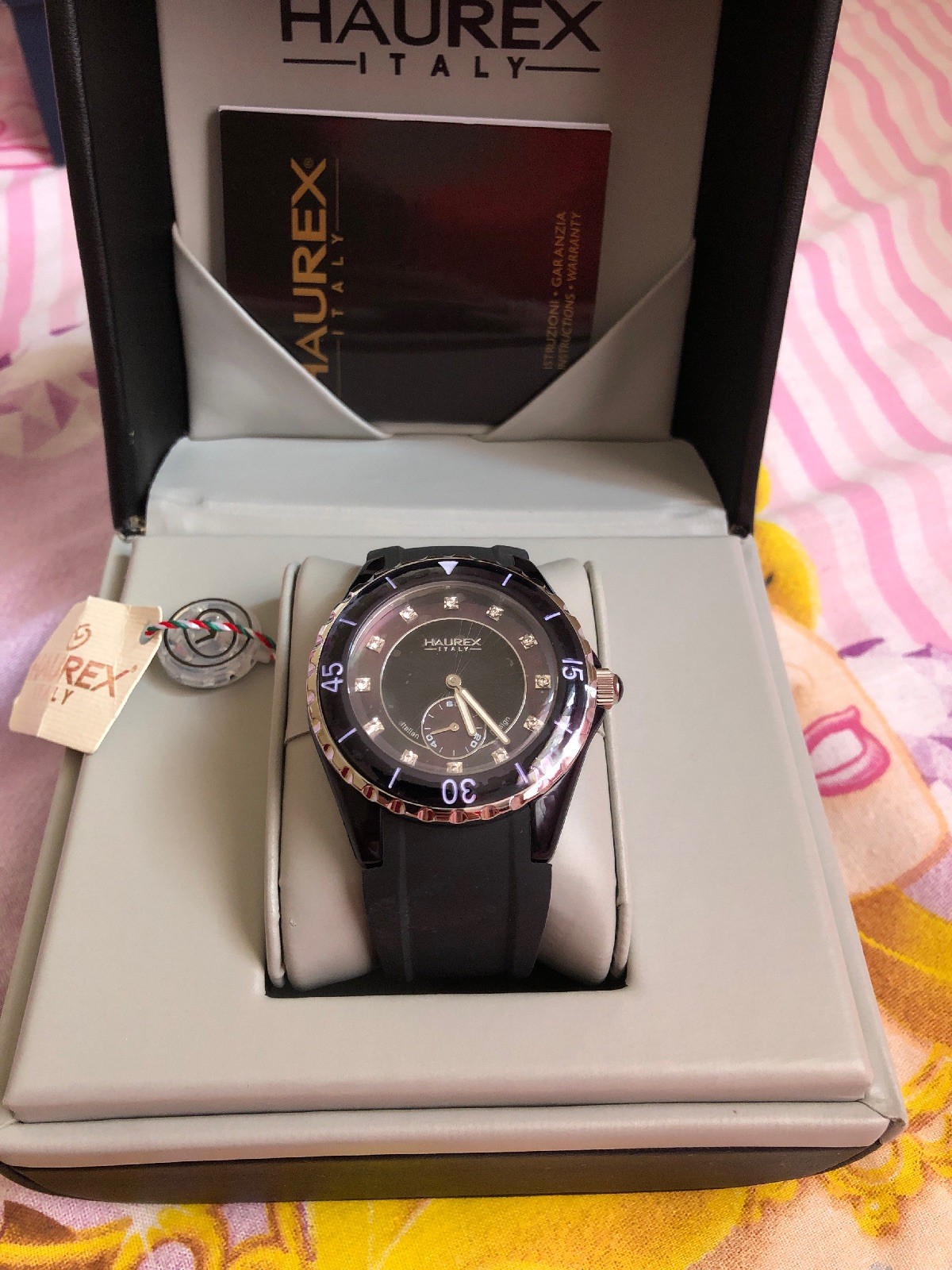 Haurex Women’s 1N337DNS Riviera Rotating Bezel Crystal Luminous Watch