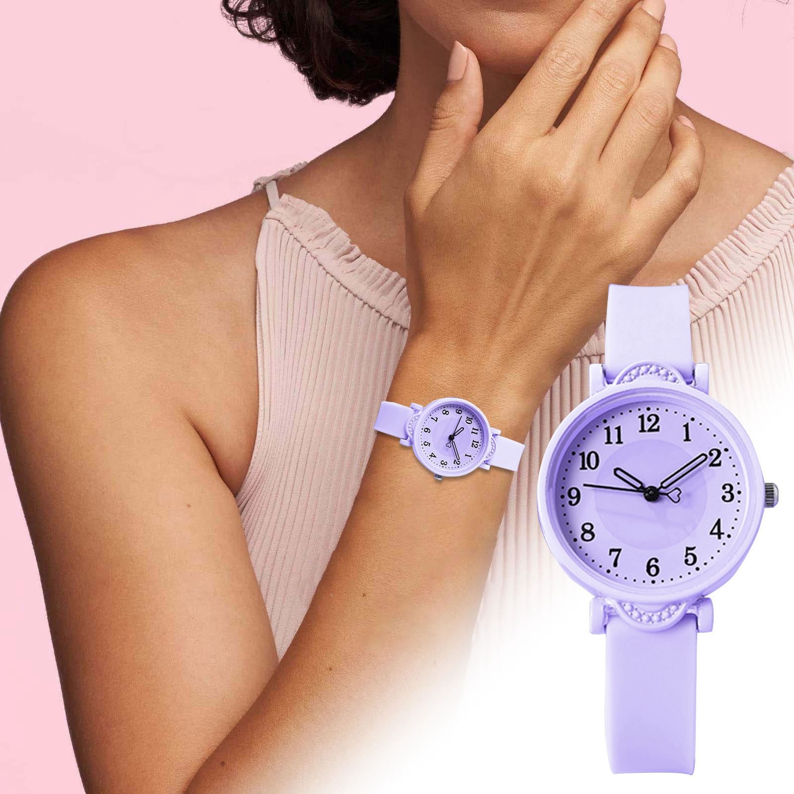 1PC Watch Easy To Read Dial Precise Second Hand Timing Silicone Strap For Both