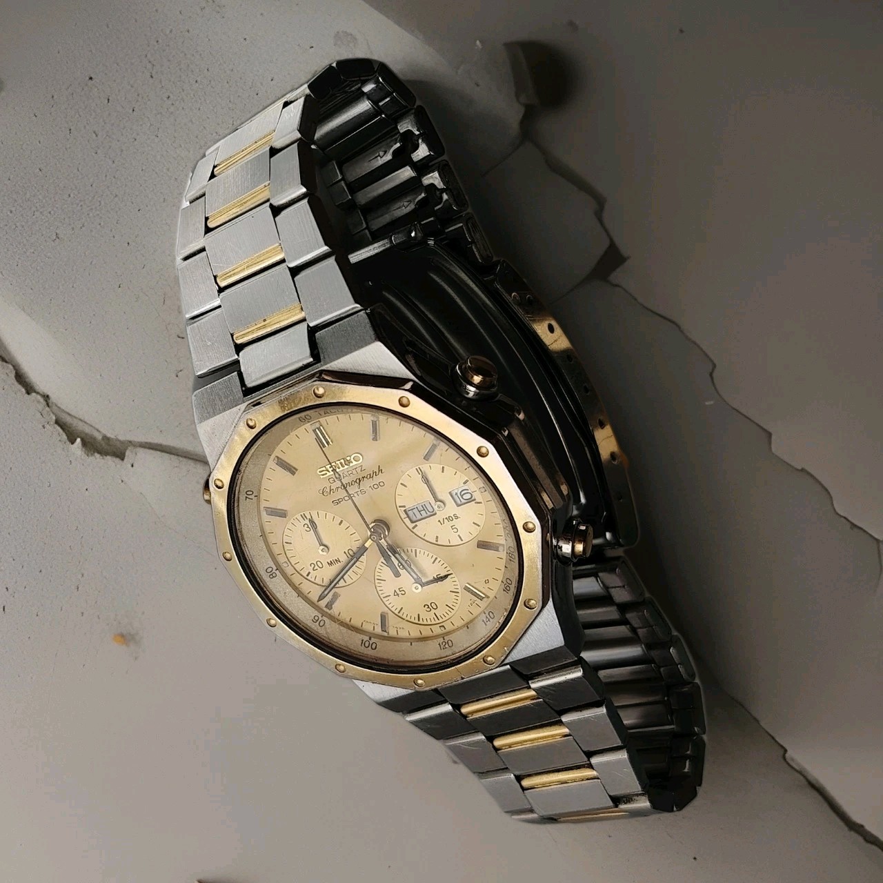 Seiko Chronograph Ref 7a38 702 A Royal Oak Quartz Vintage
