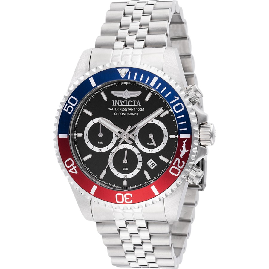 Invicta Pro Diver Chronograph Quartz Black Dial Pepsi Bezel Men’s Watch 48117