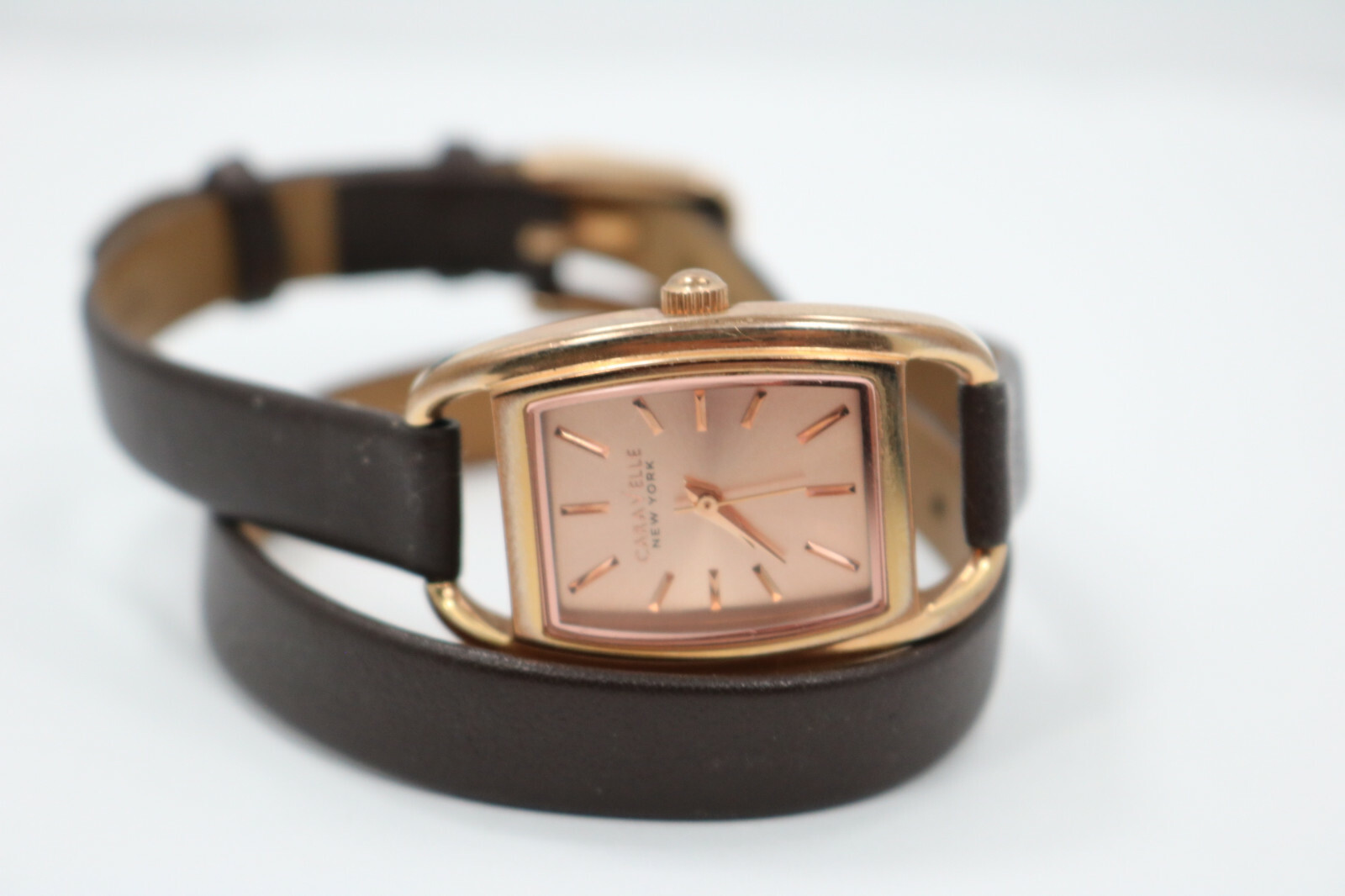 Caravelle by Bulova Women’s Watch Rose Gold Brown Leather Wrap Around Strap
