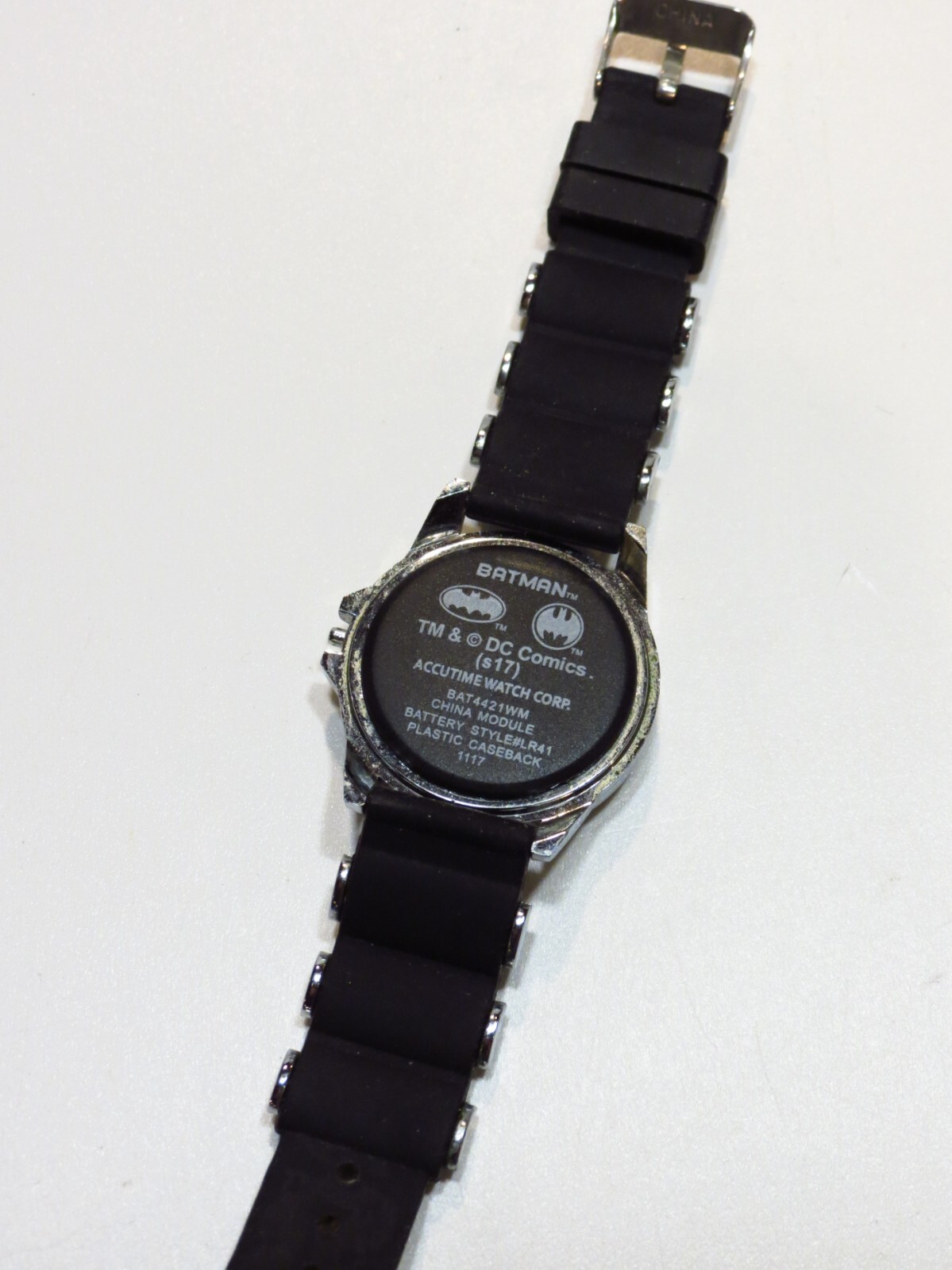 Accutime Batman Watch DC Comics Digital Display Day/Date Black Silicone Band