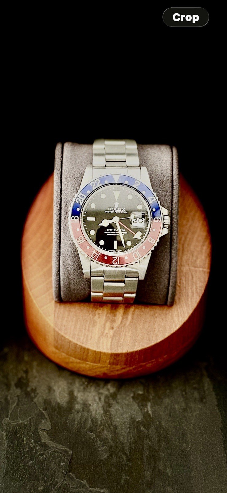 Rolex GMT-Master 1675 Silver Oyster Bracelet with Blue and Red Bezel