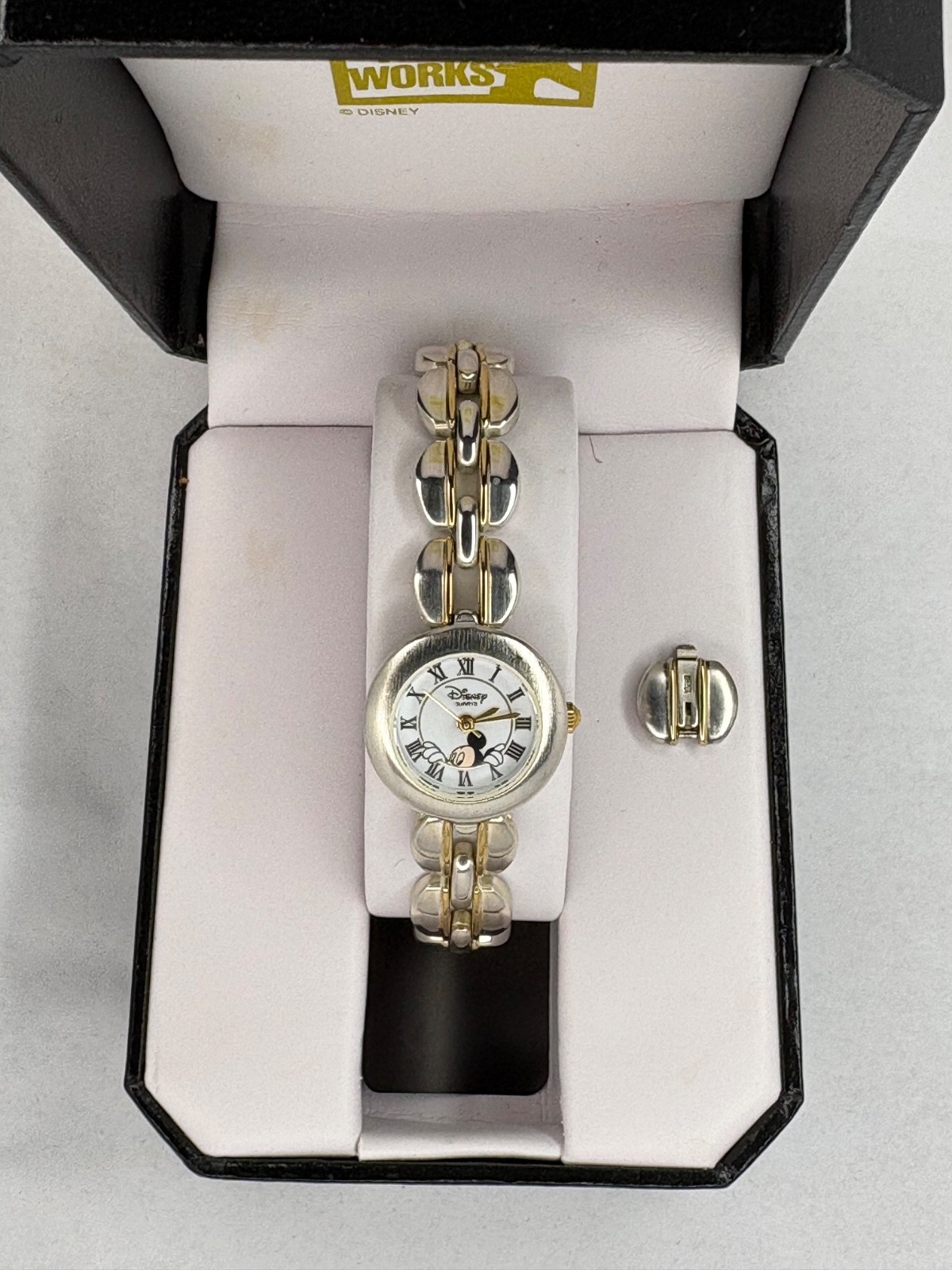 Vintage Disney Time Works Mickey Mouse Two-Tone Bracelet Watch – Needs Battery