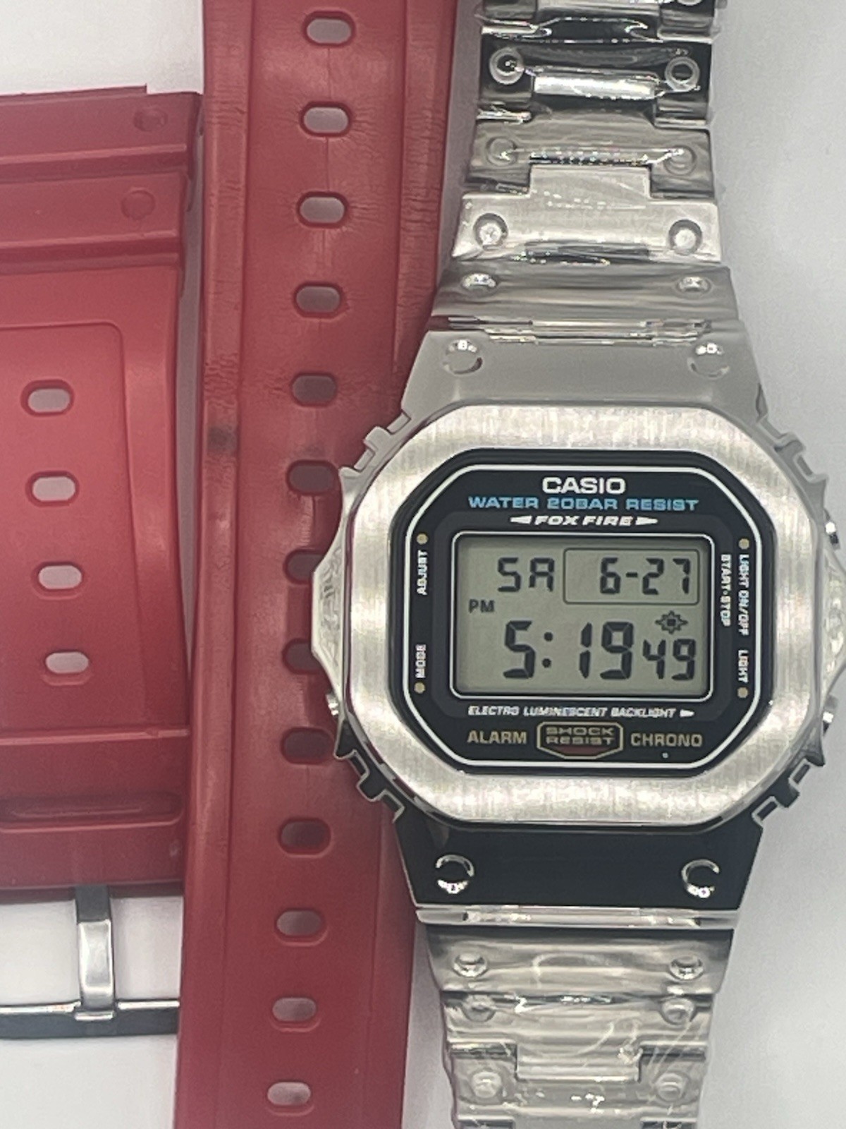 Custom Mod Casio G-SHOCK DW-5600E Watch w/ Silver Metal Bezel Stainless Steel