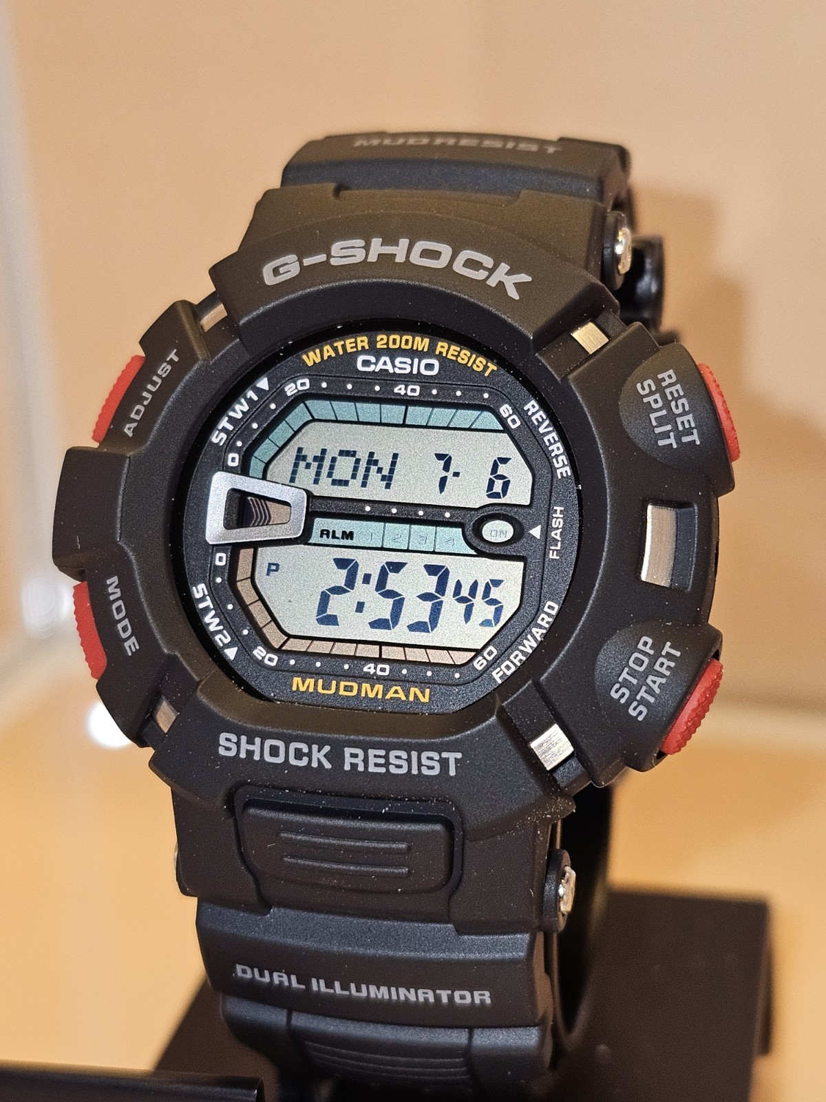 Casio G-SHOCK Mudman Digital Quartz 200m Shock-Resistant Black/Red Resin
