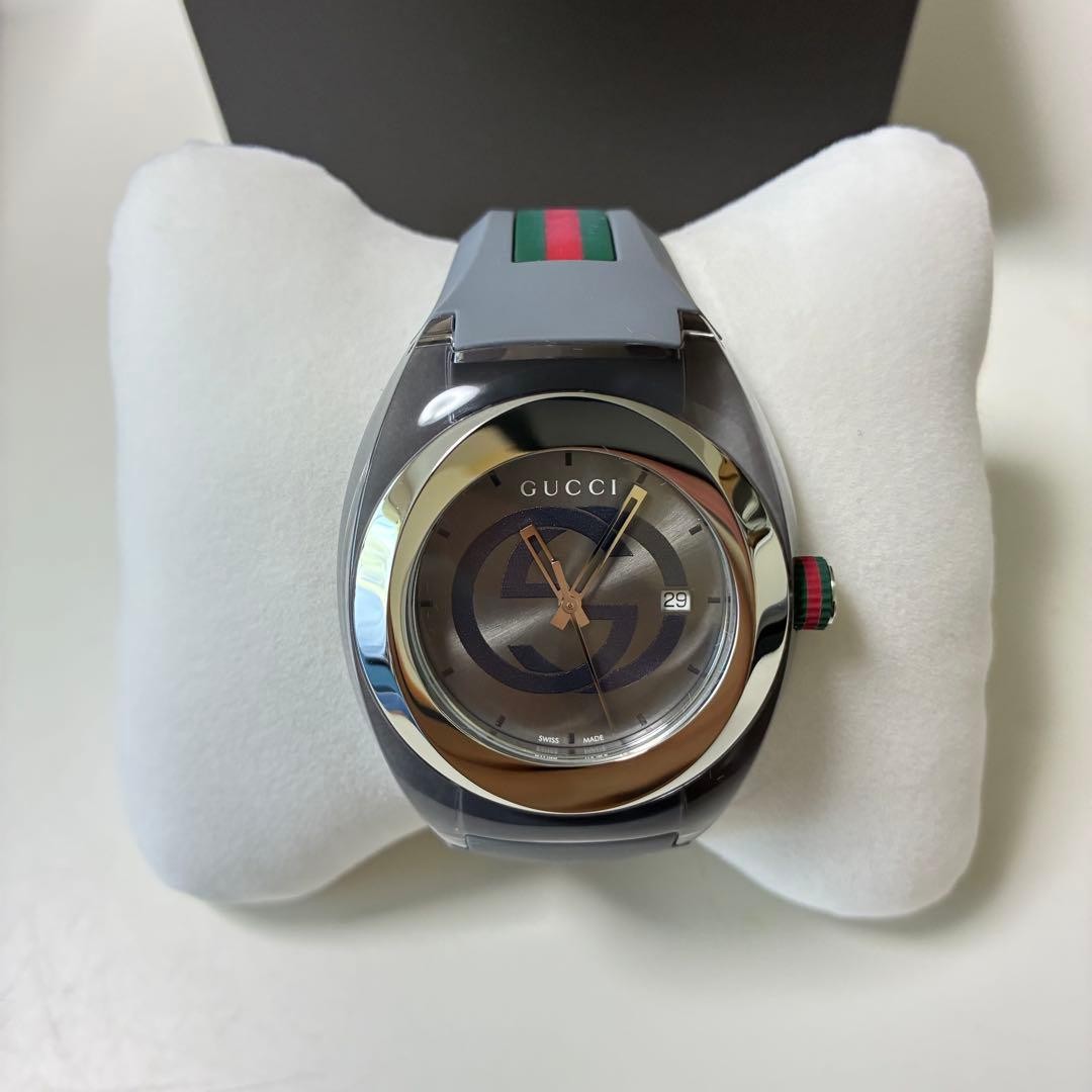 New Gucci Watch Rubber Strap SYNC Gray YA137109A