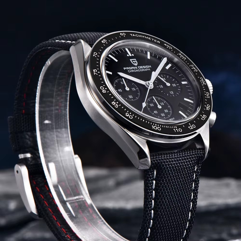 42MM PAGANI DESIGN Quartz Men’s Watch Diver Leather 100M Waterproof Luminous NEW
