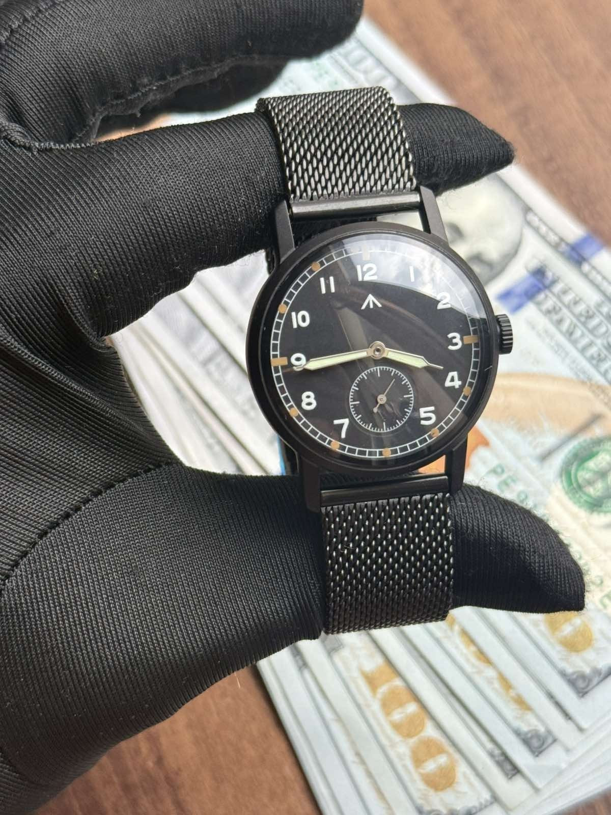 Pobeda Pilot Soviet Mechanical Black Dial Vintage Watch Zim 1990s Russian Men’s
