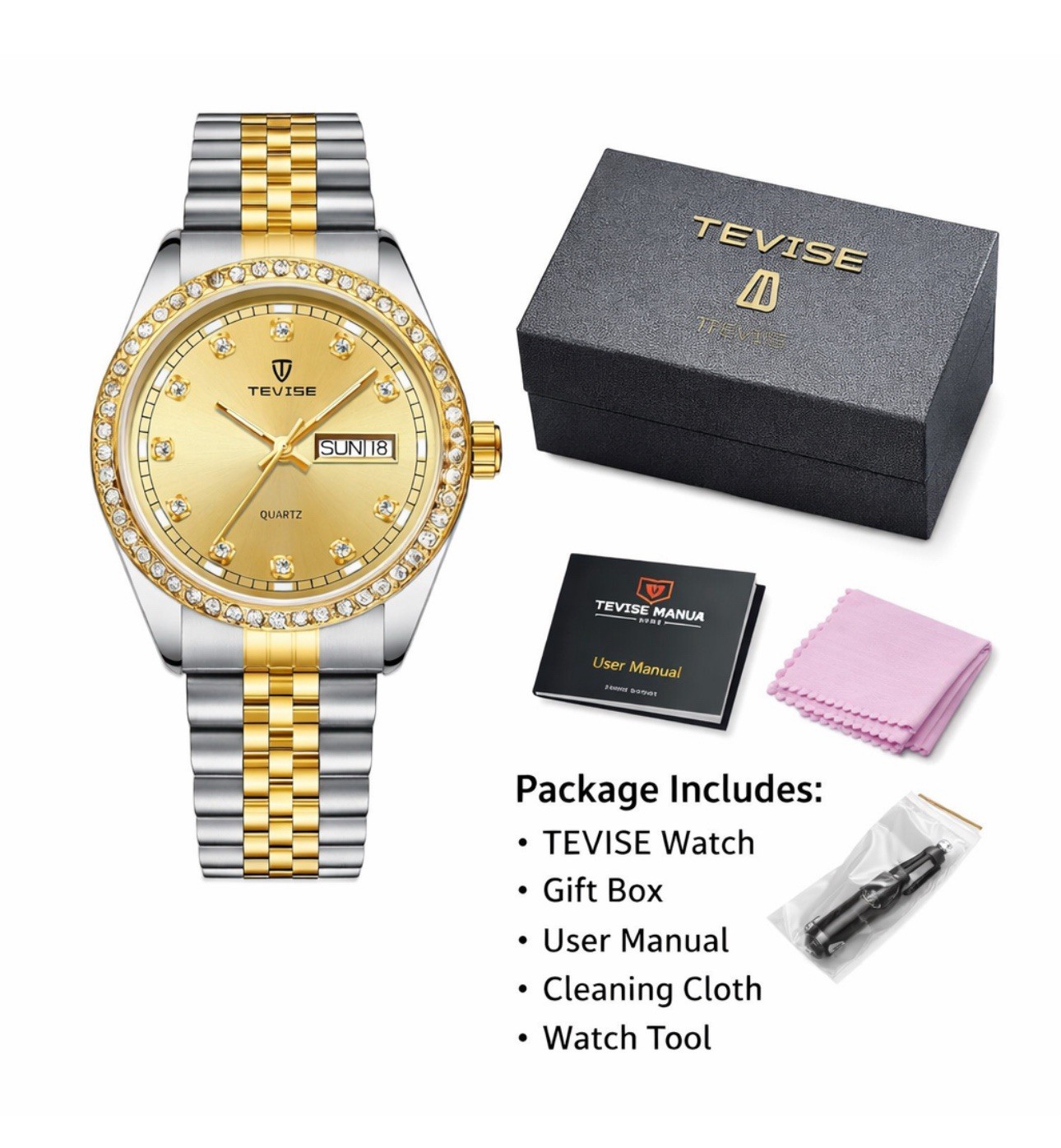 TEVISE Automatic Mechanical Men’s Watch Stainless Steel Date Dial