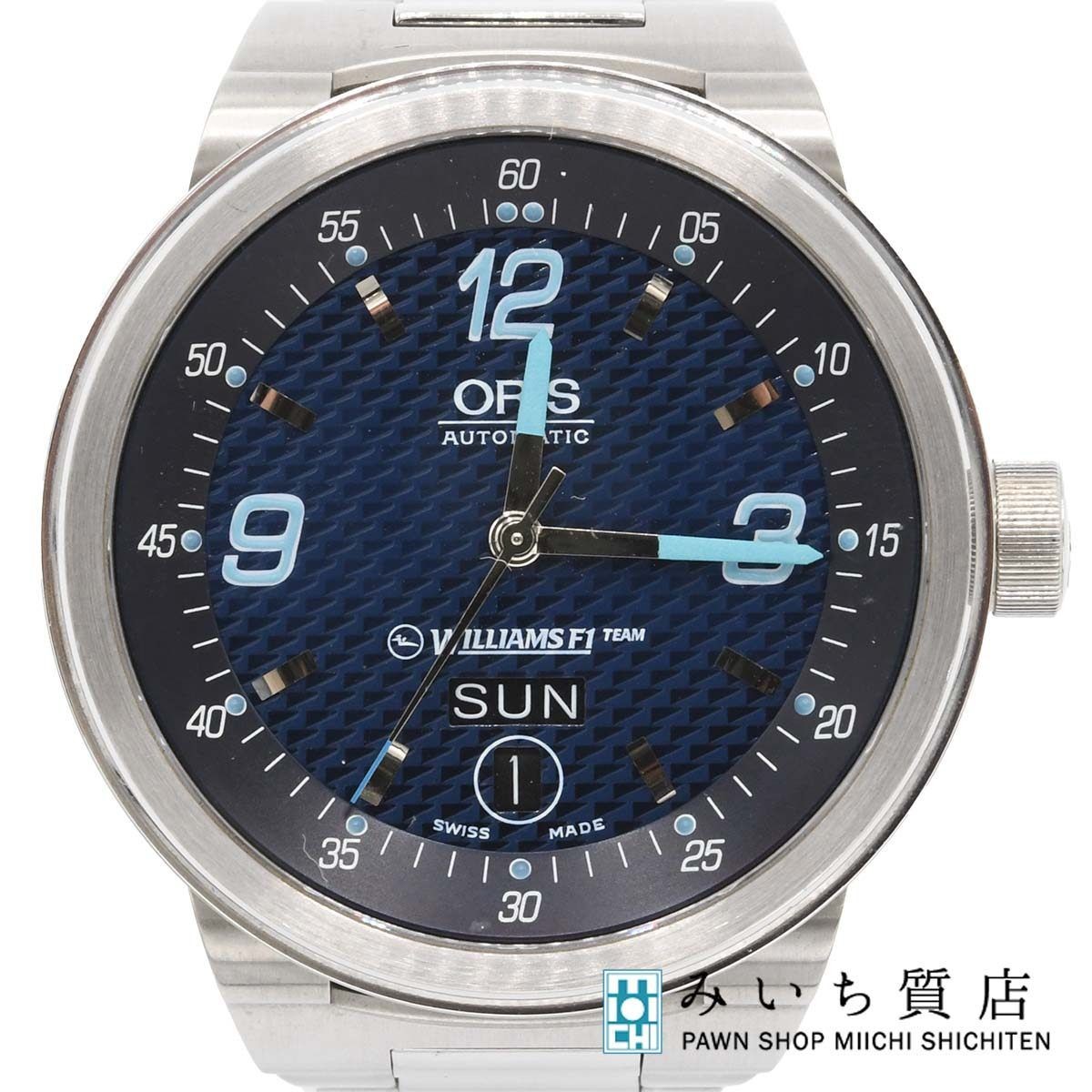 Working ORIS Williams F1 7560 Automatic Watch Blue Dial Case 6cm x 4.1cm