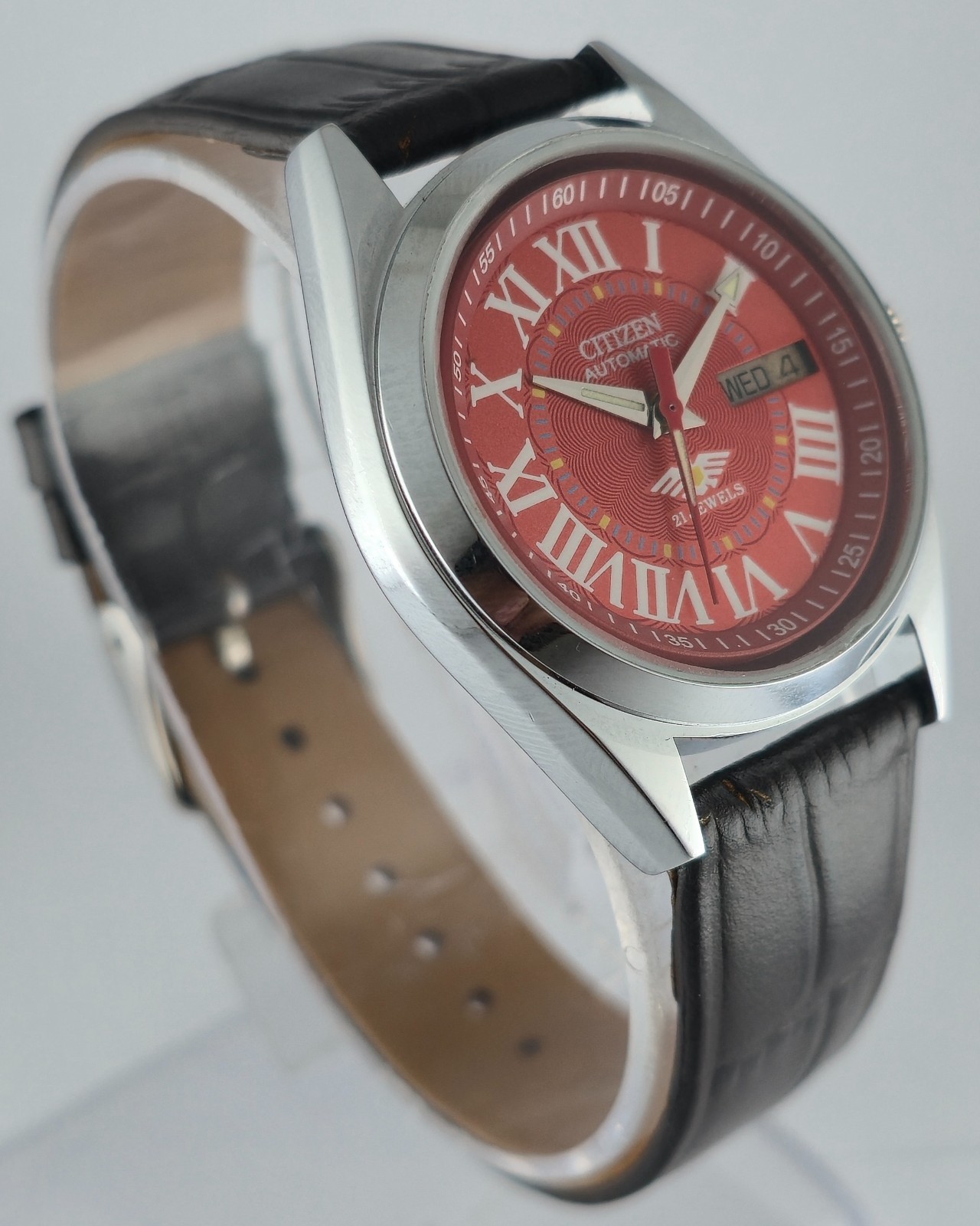 Refurbished Citizen Automatic Orange Dial with Day/Date Men’s Watch | 21 Jewels