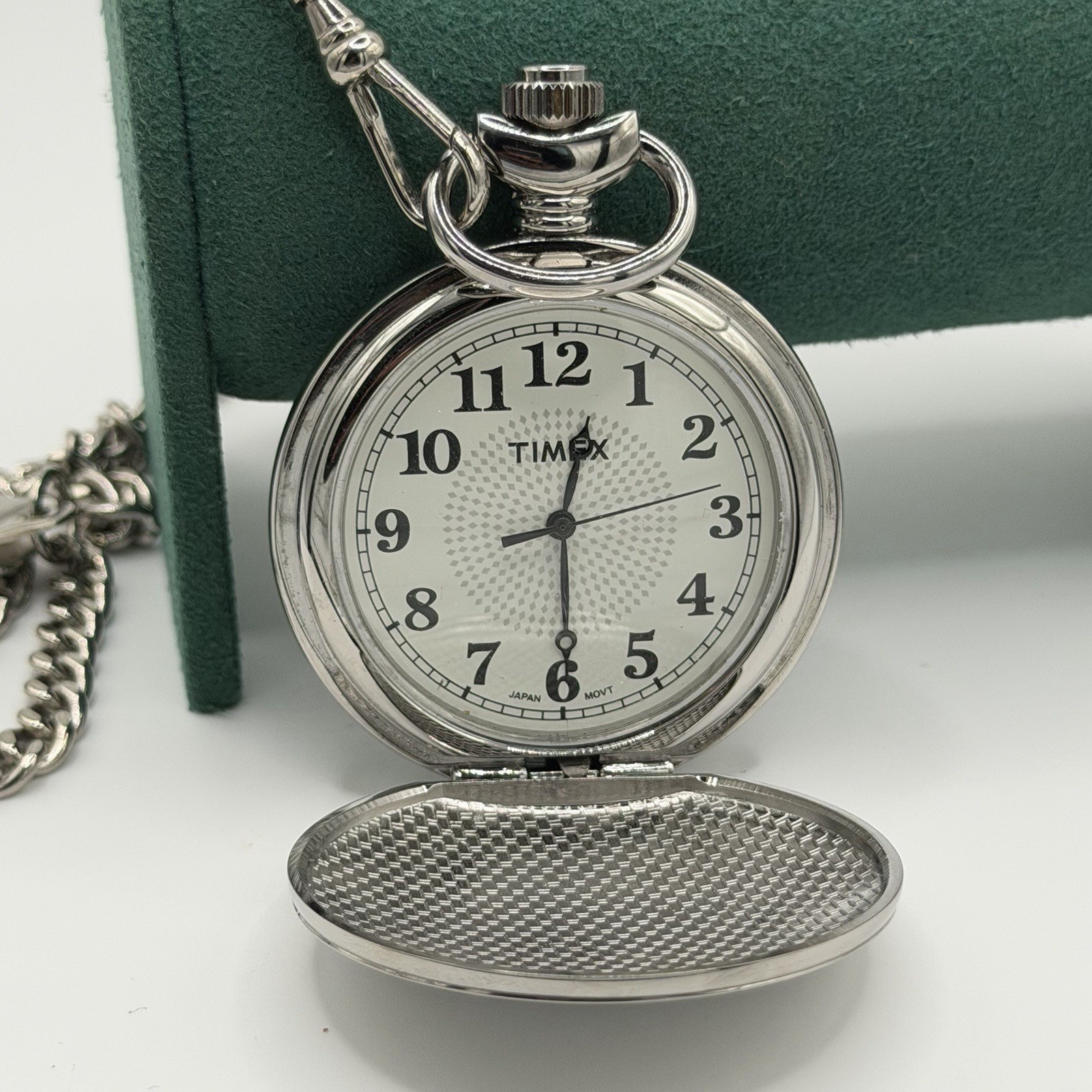 Timex Silver Tone Pocket Watch Working Condition Please Read