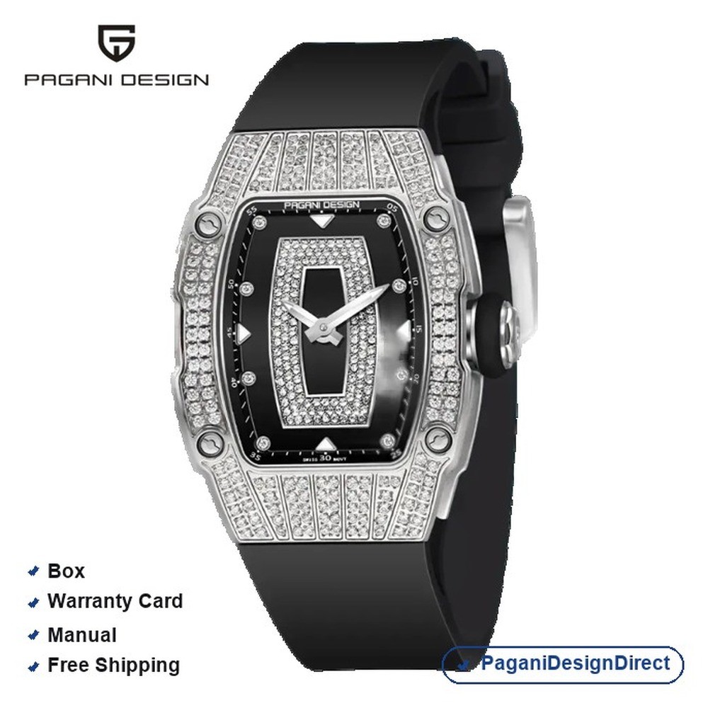 Pagani Design PD-YS013 Silver Black Silicone Automatic Women’s Watch