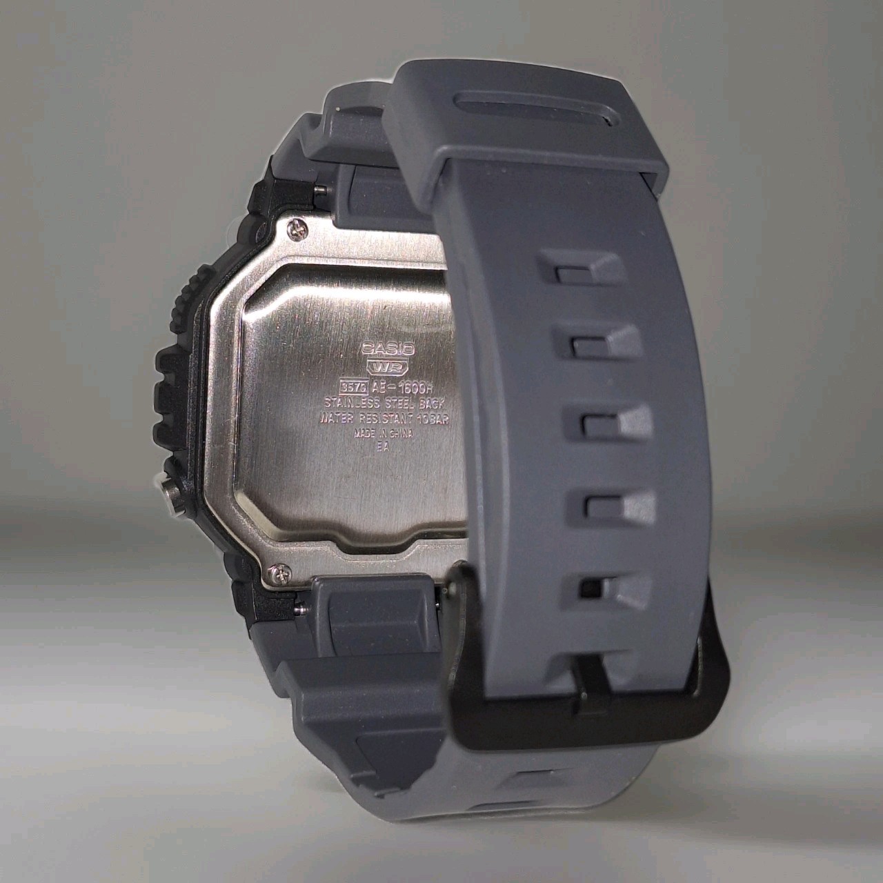Casio AE-1600H-8B Digital Stopwatch World Time Resin Mens 10 Year Battery