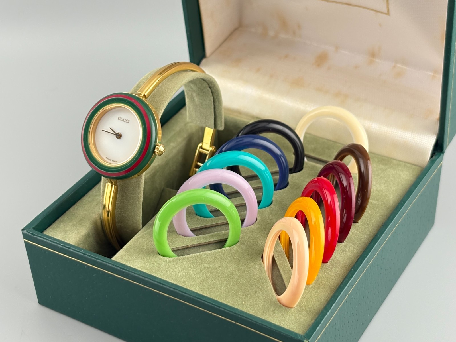 [Excellent] Gucci Change Bezel 11/12.2 Watch 12 Colors Box White Gold