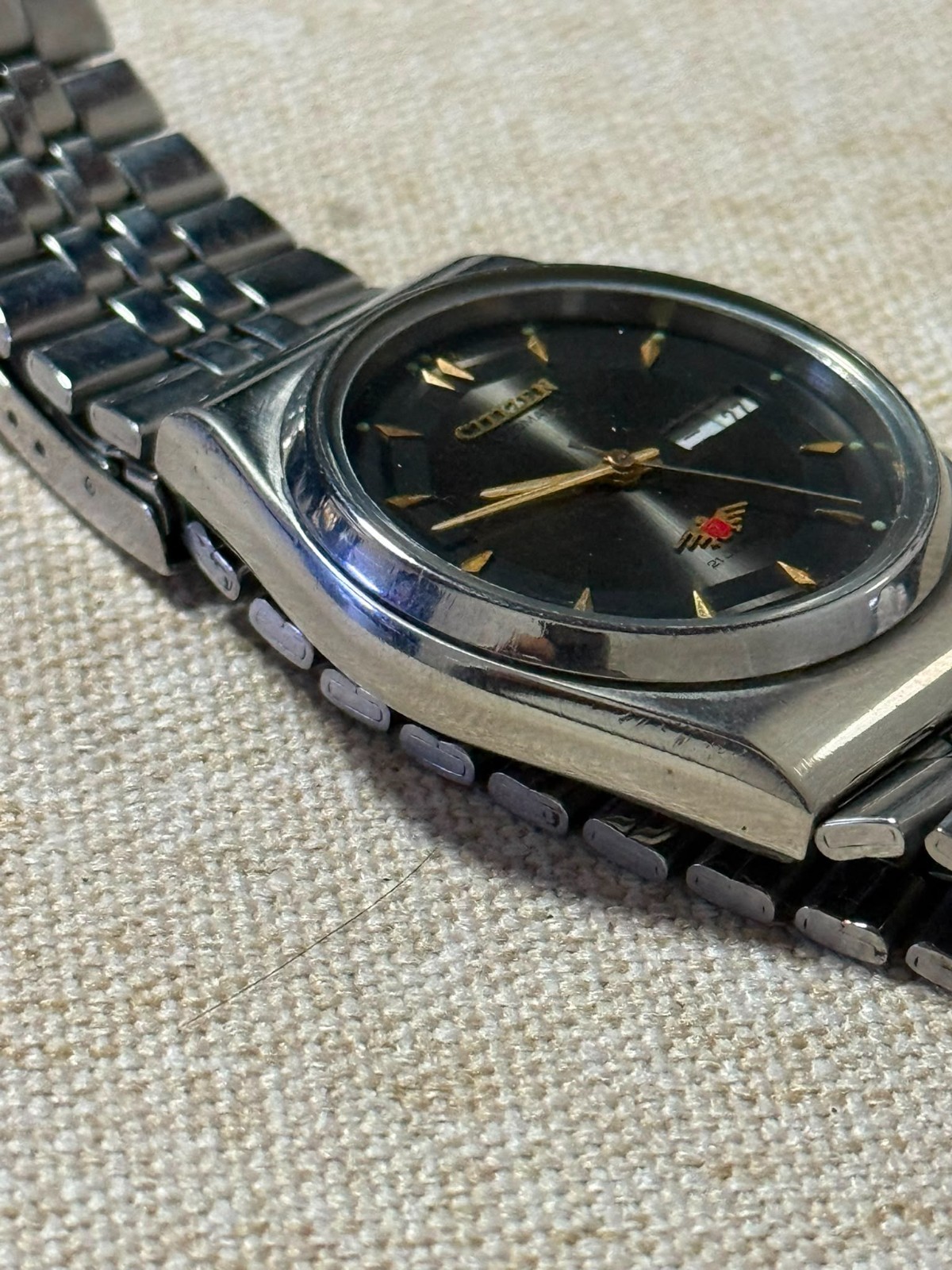 Vintage Citizen Eagle 7 Automatic 21 Jewels Black Dial Day Date Japan Watch JDM