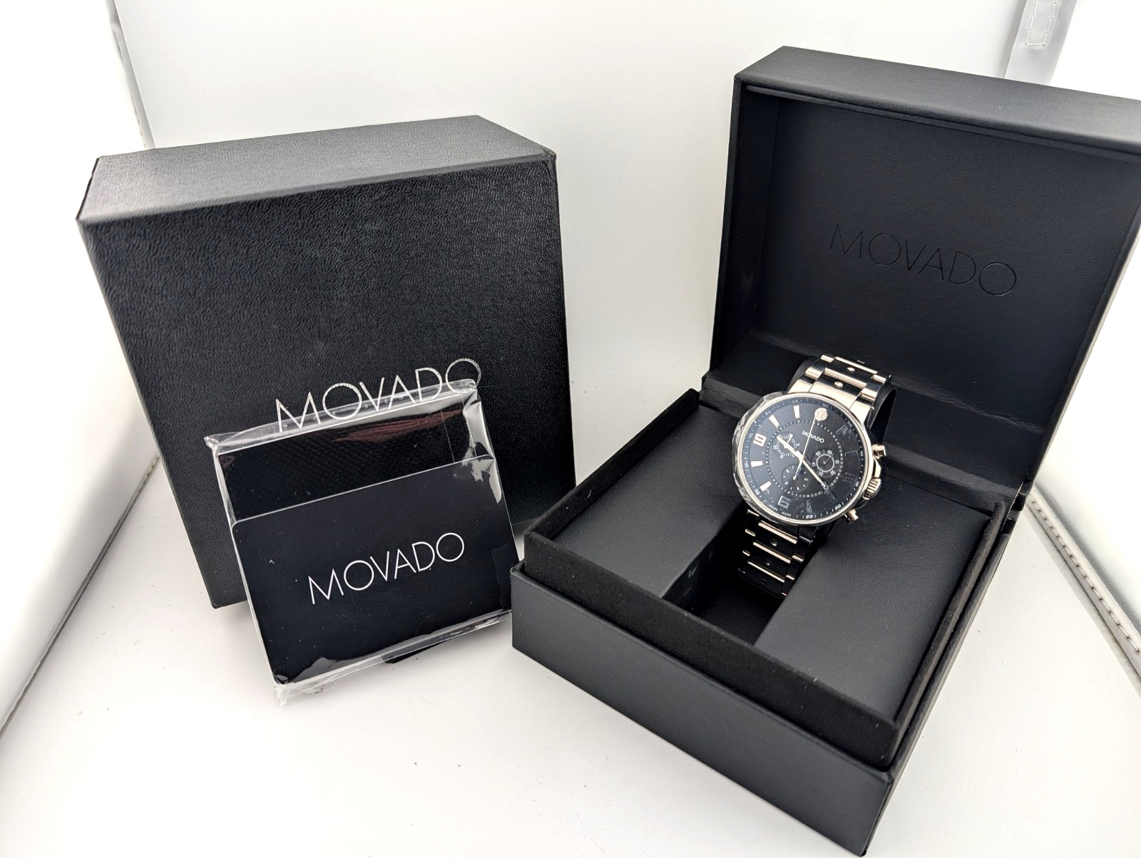 Movado Men’s SE Pilot 42mm SS Chrono Silver/Blk Dial; #42.1.14.1225: Brand New
