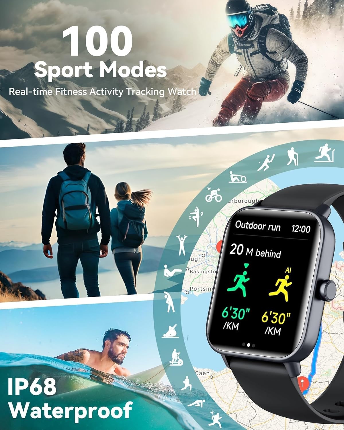 Reloj Inteligente Bluetooth De Mujer y Hombre Impermeable Para Samsung / Android