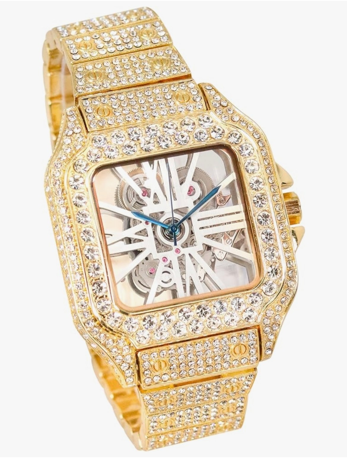 Skeleton Gold Dial VVS Iced Out Diamond Designer Watch Hip Hop Watch Fashion