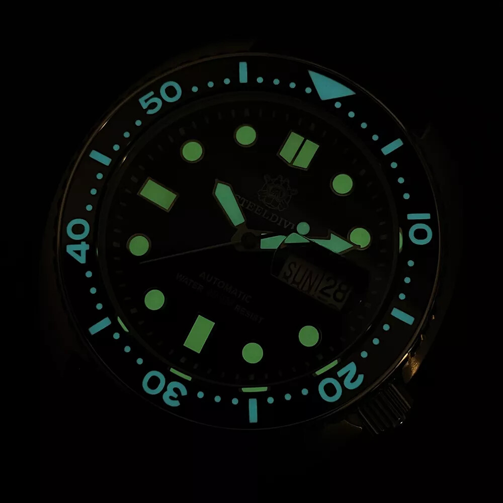 STEELDIVE SD1972 Black Dial Automatic Mov. Ceramic Bezel Mens Sport Diver WaterP