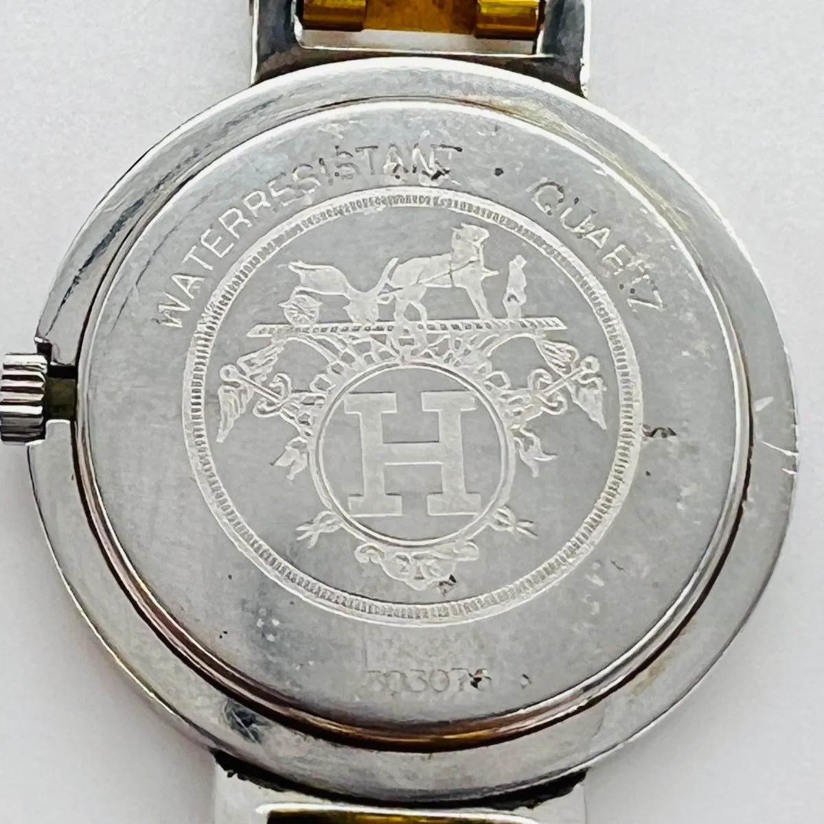 HERMES Clipper Watch White Dial Silver x Gold Combination Color Battery Replaced