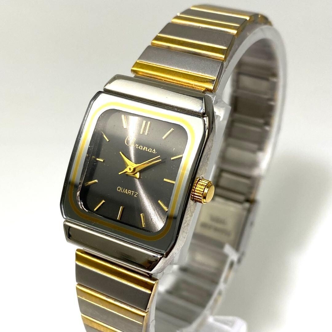 Chronos Wristwatch Square Quartz Analog Stick Indexes Authentic From Japan