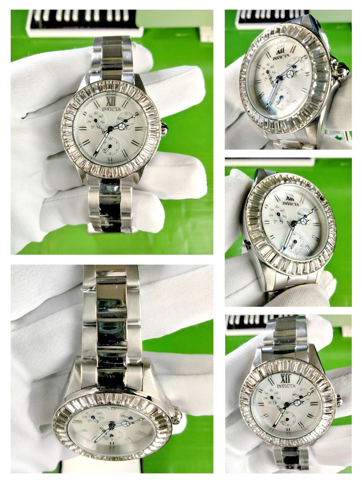 Invicta Angel Crystal Bezel Lady Watch 28450 W MOP Dial SS Case/Bracelet WR100M