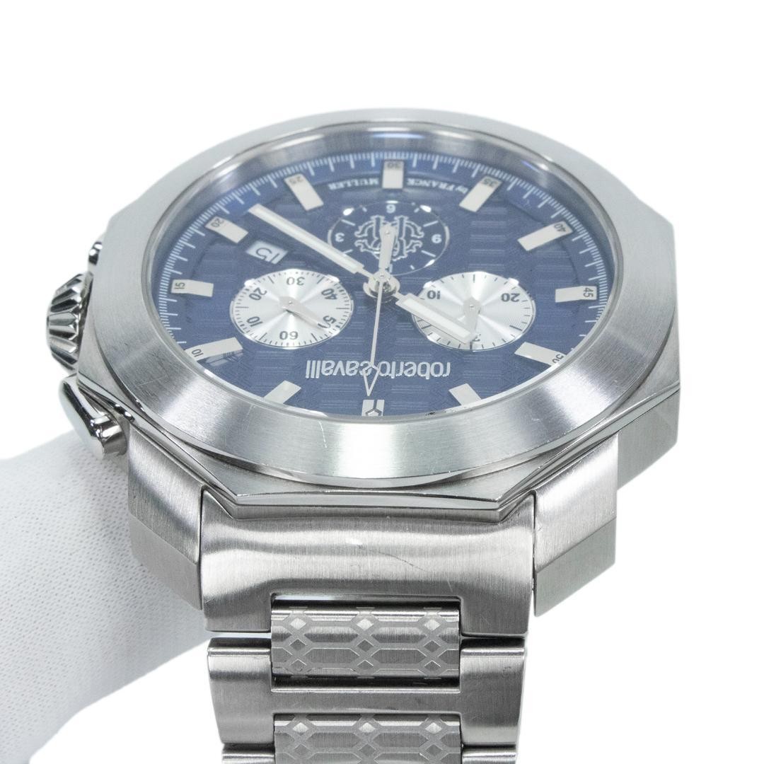 Roberto Cavalli Men’s Quartz Chronograph Watch Silver Navy Blue Japan 0711973