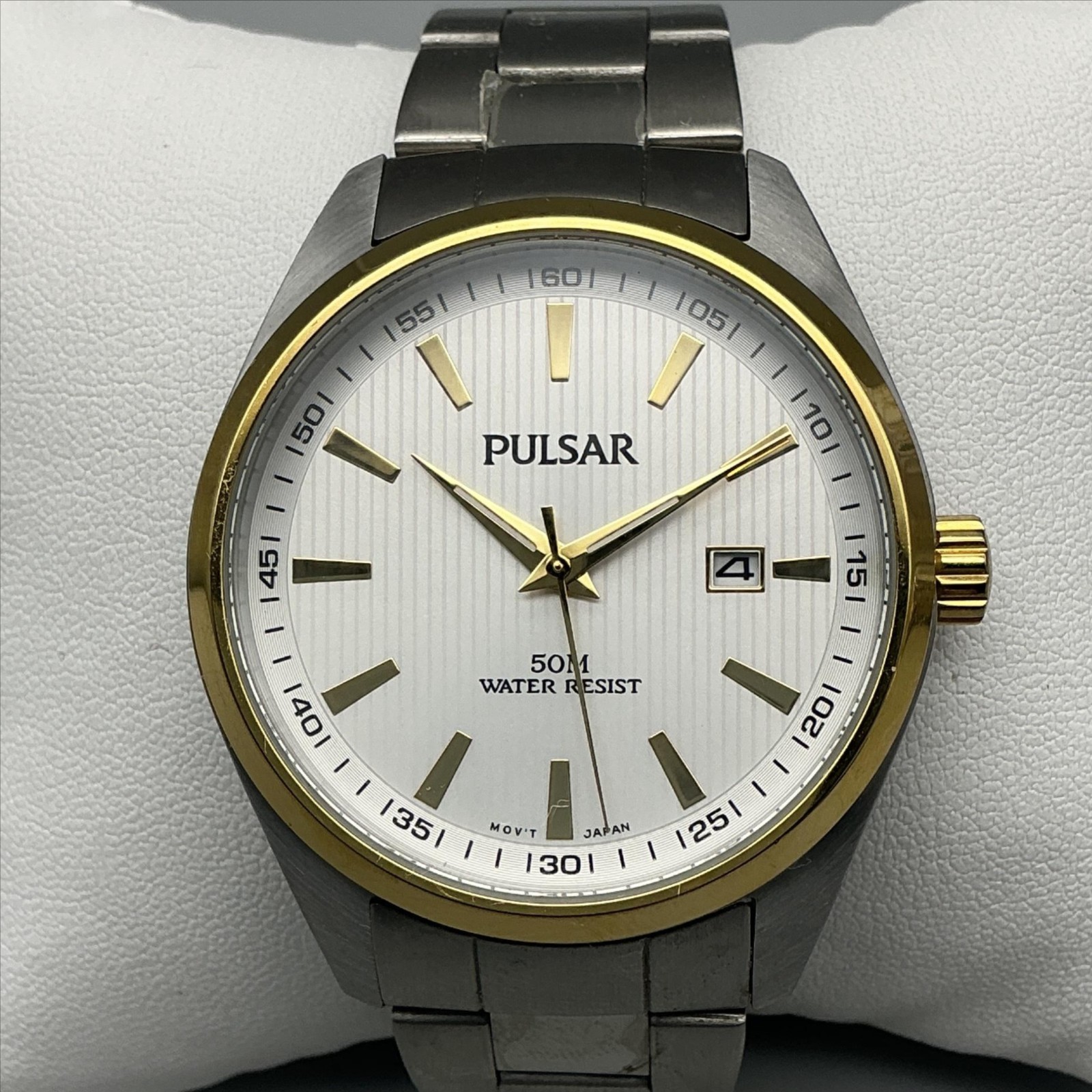 Pulsar PC32-X053 Mens Watch 40mm Two Tone Stainless Date 50M New Battery 7.5″