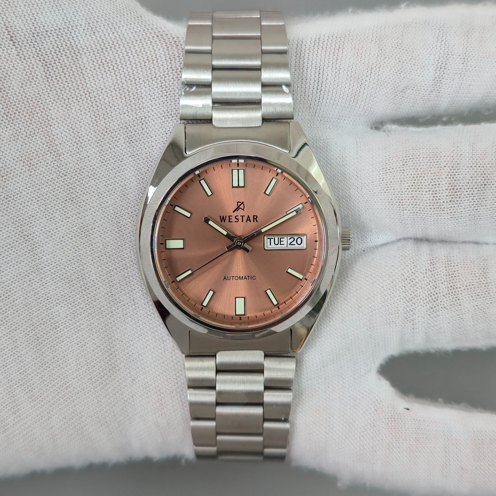Westar 80017STN109 Automatic With Seiko Movement Salmon Dial 38mm New Mens Watch