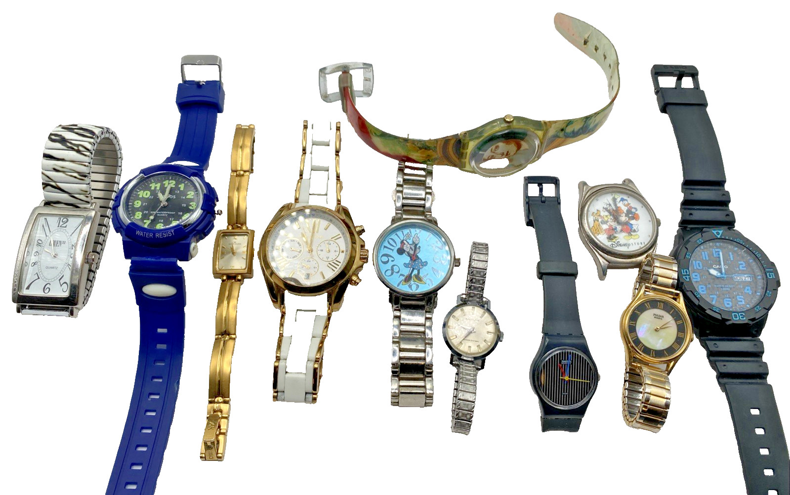 11 Watches Non-Working Pulsar,Swatch X2, Gruen , M. Kors others Part/Repair Only
