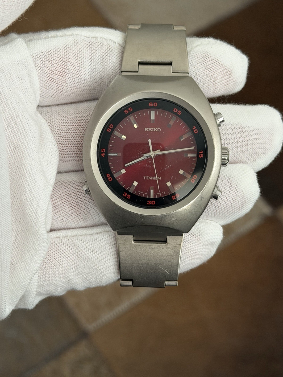 Rare Vintage Seiko H711-0A10 Men’s Titanium Alarm Ana-Digi Sports Watch JDM 90s