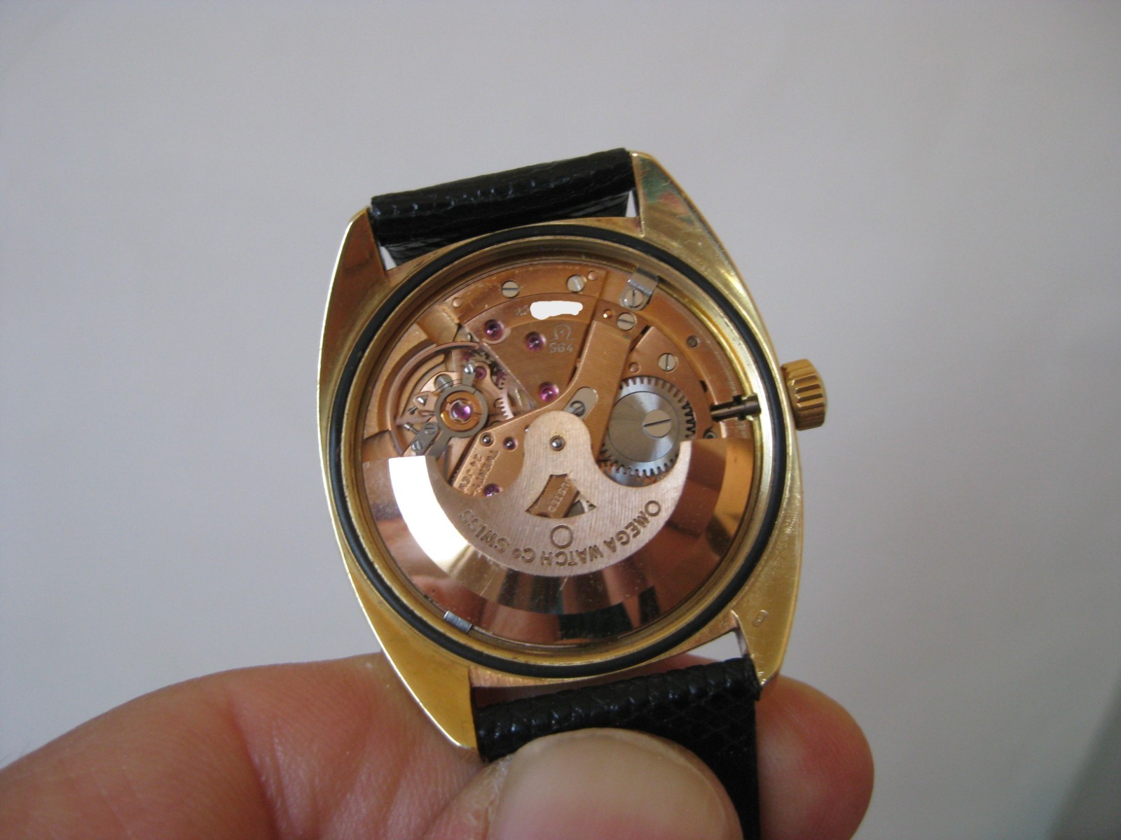 Omega 18K Solid Gold Constellation C Case Texture Linen Dial Watch 35mm Serviced
