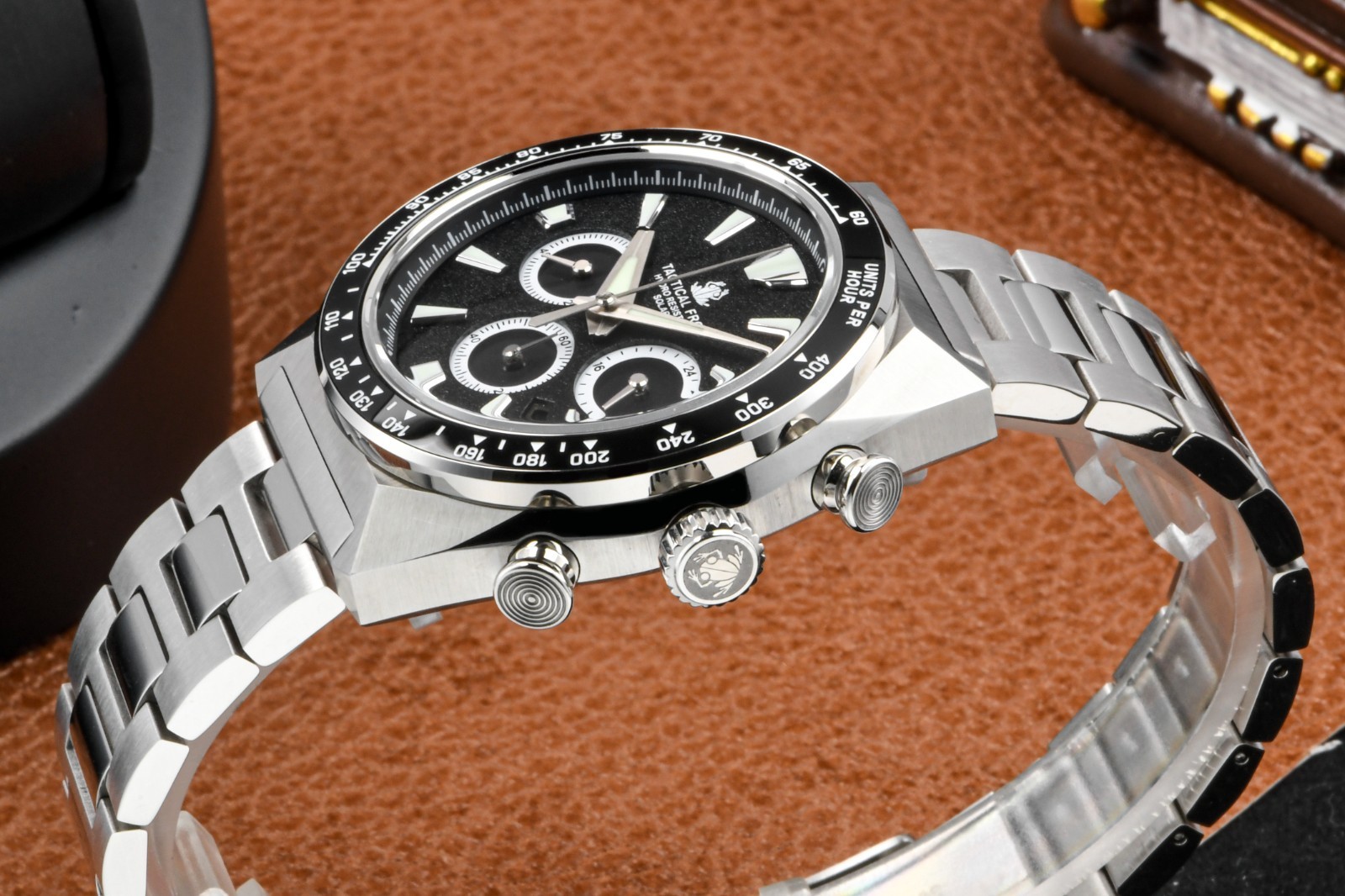 TACTICAL FROG GS VS75 Quartz Solar Chronograph Watch 45.5mm Paul Newman C3 316L