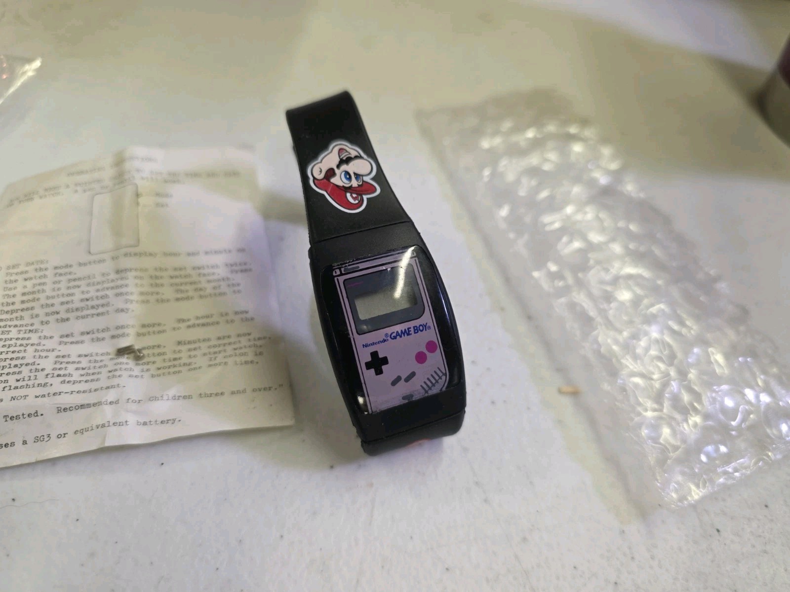 Vintage 1992 Sasco Inc. Nintendo Super Mario Game Boy Watch Black NOS
