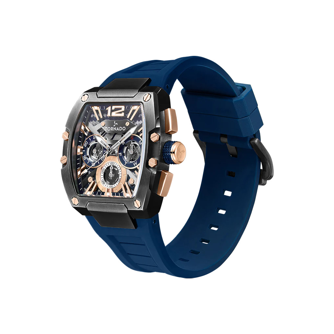Tornado Xenith Men’s Multi Function Watch | Blue Dial, 43x54mm, 100 m (10 ATM)