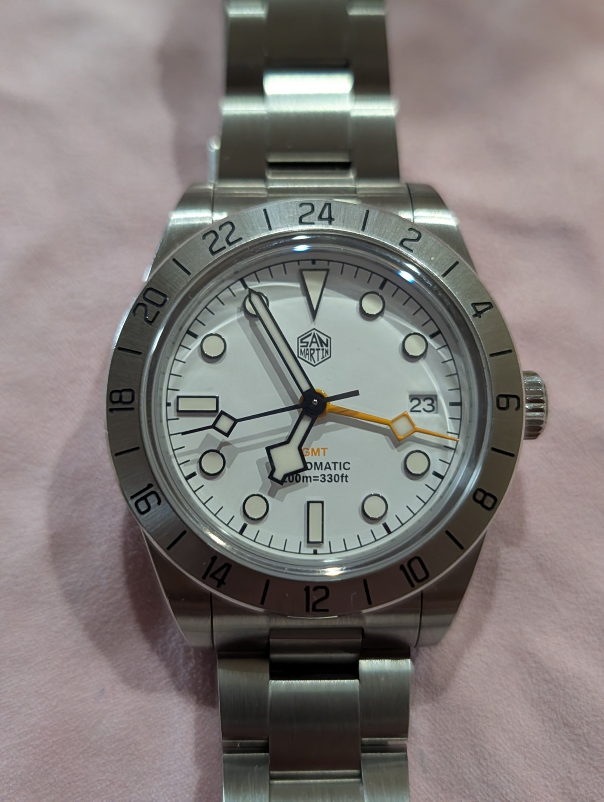 San Martin 39mm NH34 BB Pro GMT White Dial. Sapphire Crystal