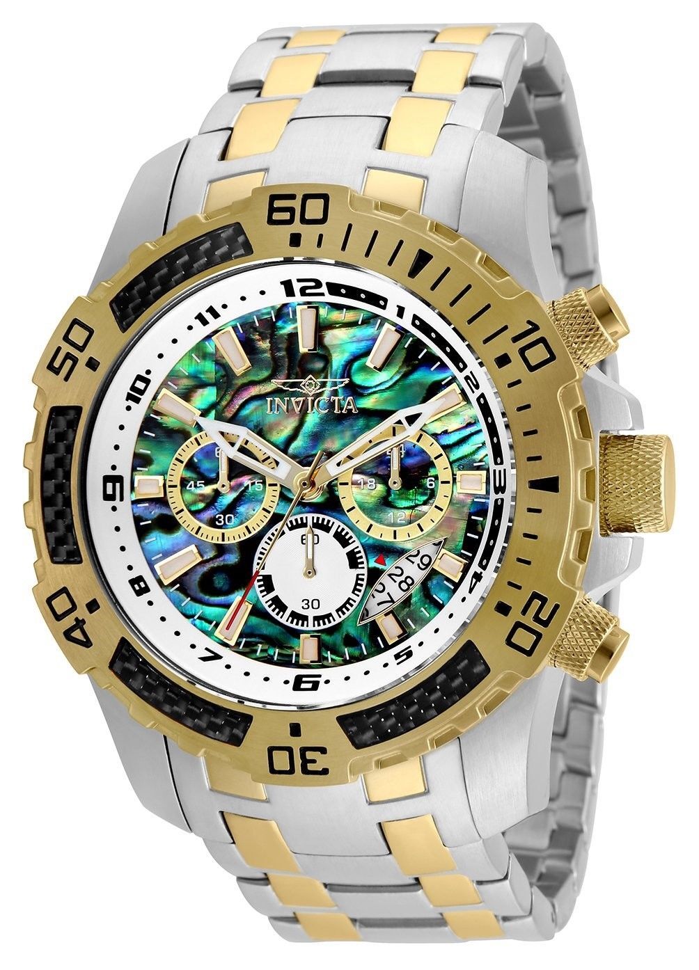 Invicta Pro Diver 51mm Quartz Chrono Rainbow Dial SS Two-Tone Men’s Watch 25093